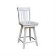 San Remo Counter Height Wood Stool with 24 in H Swivel Seat in White