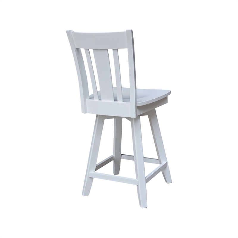 San Remo Counter Height Wood Stool with 24 in H Swivel Seat in White