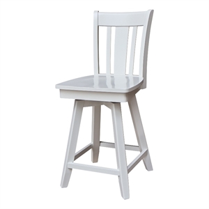San Remo Counter Height Wood Stool with 24 in H Swivel Seat in White
