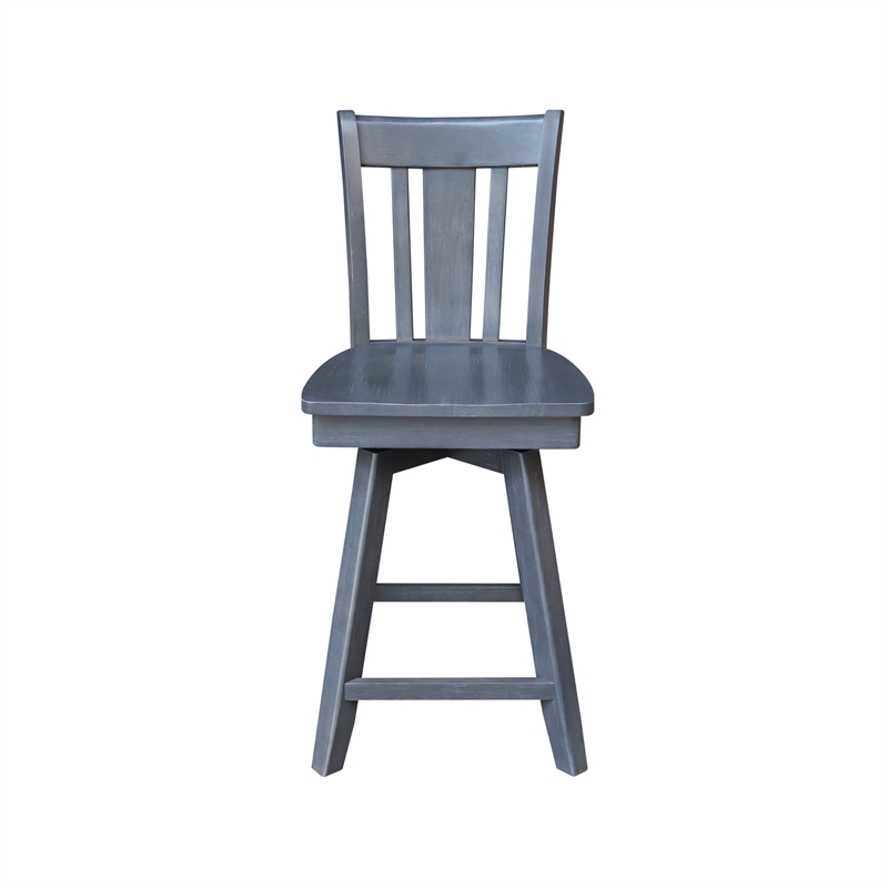 San Remo Counter Height Wood Stool with 24 in H Swivel Seat in Heather Gray