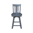 San Remo Counter Height Wood Stool with 24 in H Swivel Seat in Heather Gray