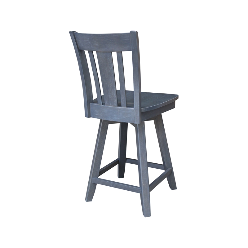San Remo Counter Height Wood Stool with 24 in H Swivel Seat in Heather Gray