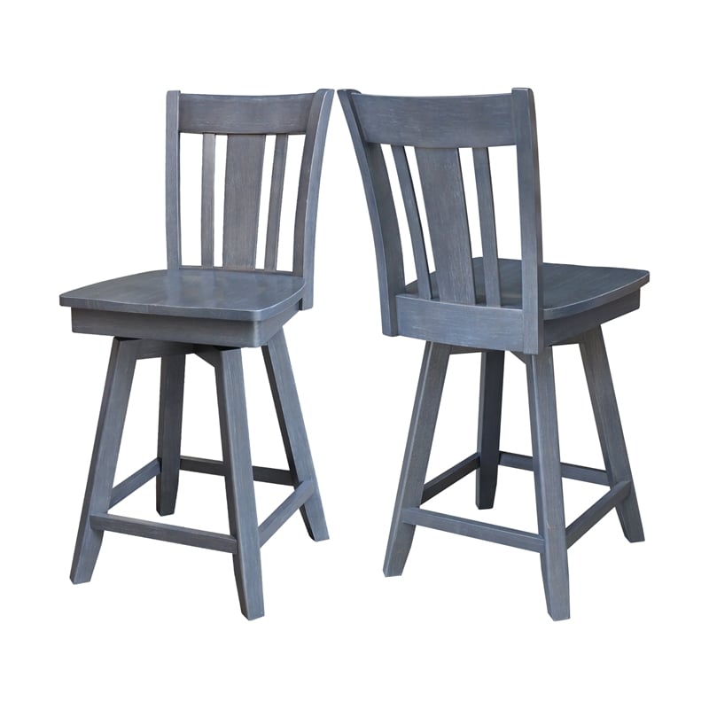 San Remo Counter Height Wood Stool with 24 in H Swivel Seat in Heather Gray