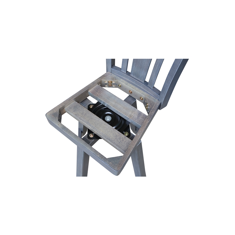 San Remo Counter Height Wood Stool with 24 in H Swivel Seat in Heather Gray