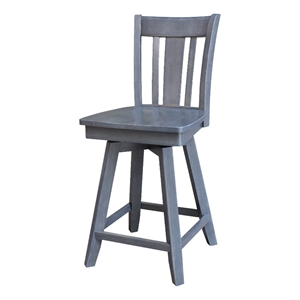 San Remo Counter Height Wood Stool with 24 in H Swivel Seat in Heather Gray