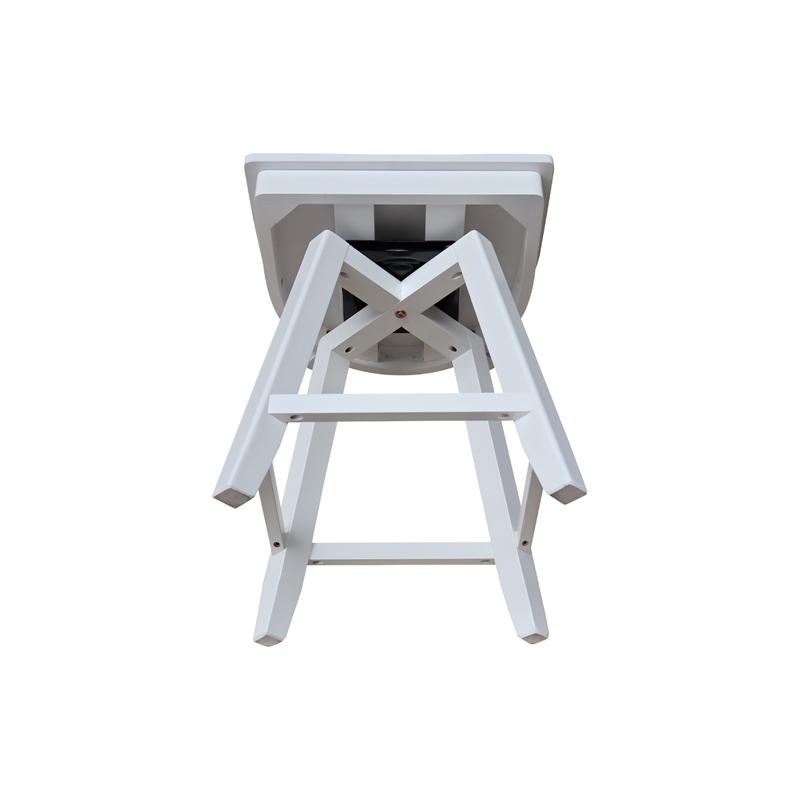 Charlotte Counter Height Wood Stool with 24 in H Swivel Seat in White