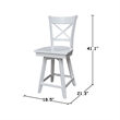Charlotte Counter Height Wood Stool with 24 in H Swivel Seat in White