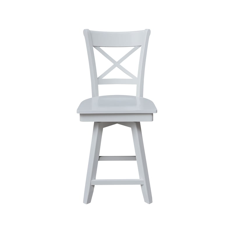 Charlotte Counter Height Wood Stool with 24 in H Swivel Seat in White