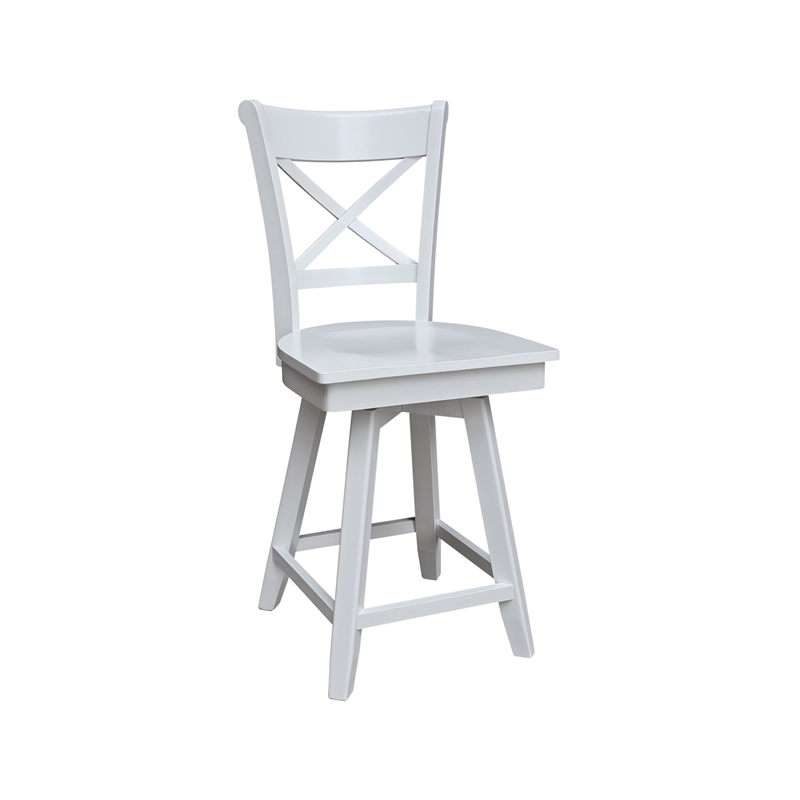 Charlotte Counter Height Wood Stool with 24 in H Swivel Seat in White