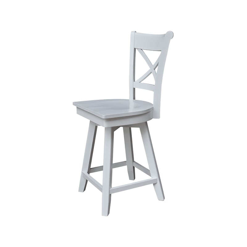 Charlotte Counter Height Wood Stool with 24 in H Swivel Seat in White