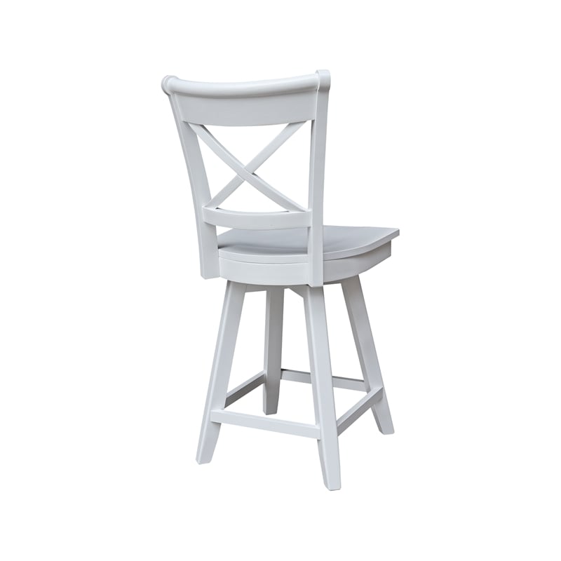 Charlotte Counter Height Wood Stool with 24 in H Swivel Seat in White