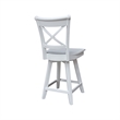 Charlotte Counter Height Wood Stool with 24 in H Swivel Seat in White