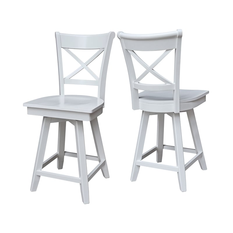 Charlotte Counter Height Wood Stool with 24 in H Swivel Seat in White