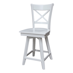Charlotte Counter Height Wood Stool with 24 in H Swivel Seat in White