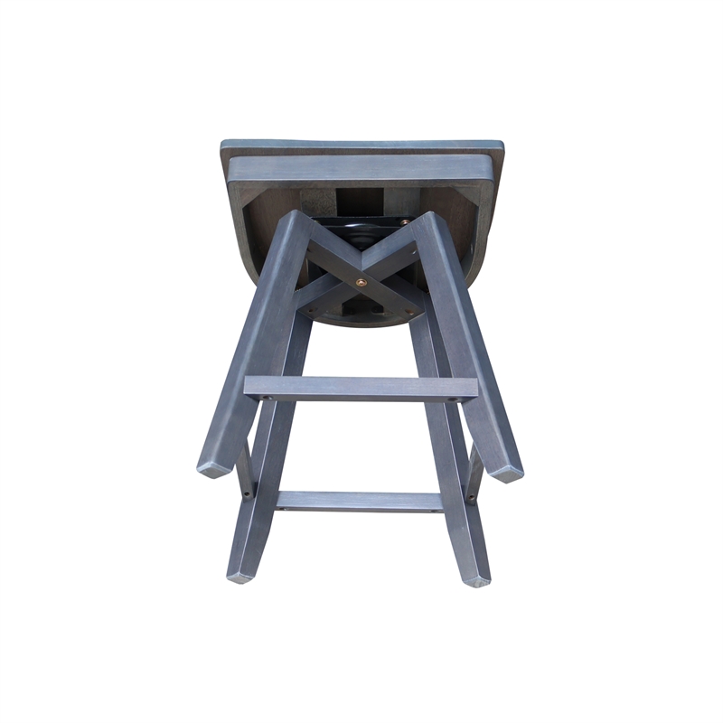 Charlotte Counter Height Wood Stool with 24 in H Swivel Seat in Heather Gray