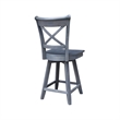 Charlotte Counter Height Wood Stool with 24 in H Swivel Seat in Heather Gray