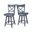 Charlotte Counter Height Wood Stool with 24 in H Swivel Seat in Heather Gray