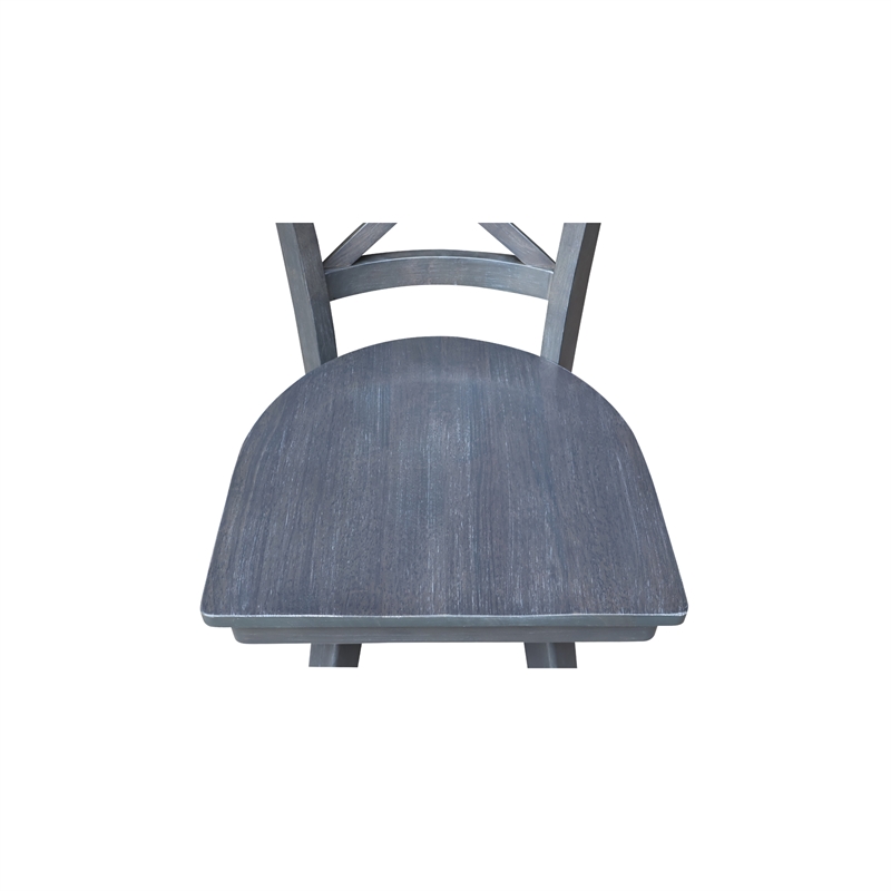 Charlotte Counter Height Wood Stool with 24 in H Swivel Seat in Heather Gray