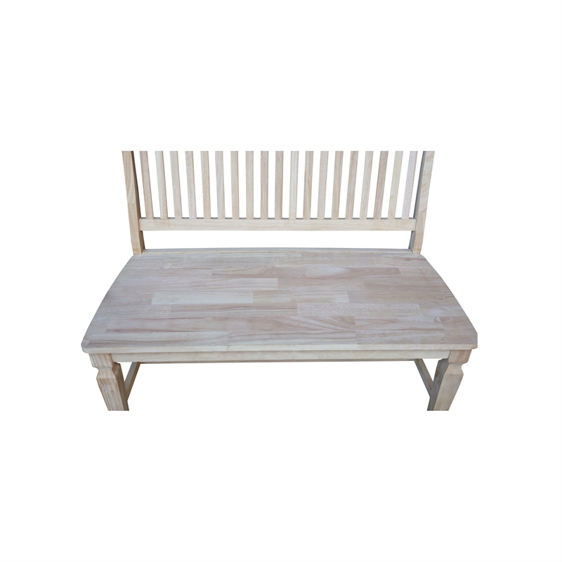 International Concepts Vista Slat Back Solid Wood Bench - Unfinished