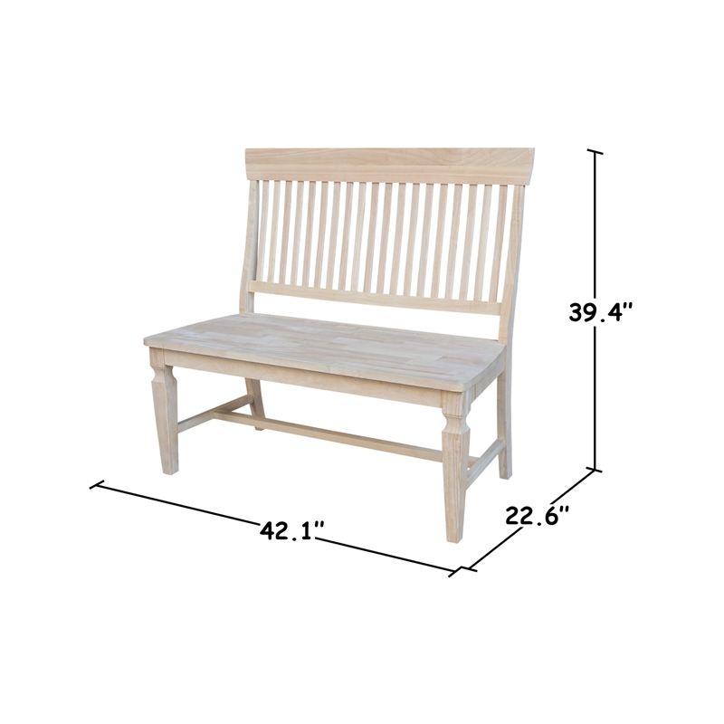 International Concepts Vista Slat Back Solid Wood Bench - Unfinished
