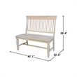 International Concepts Vista Slat Back Solid Wood Bench - Unfinished