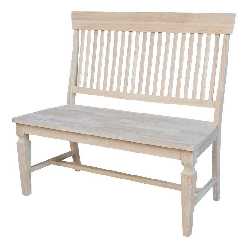 International Concepts Vista Slat Back Solid Wood Bench - Unfinished