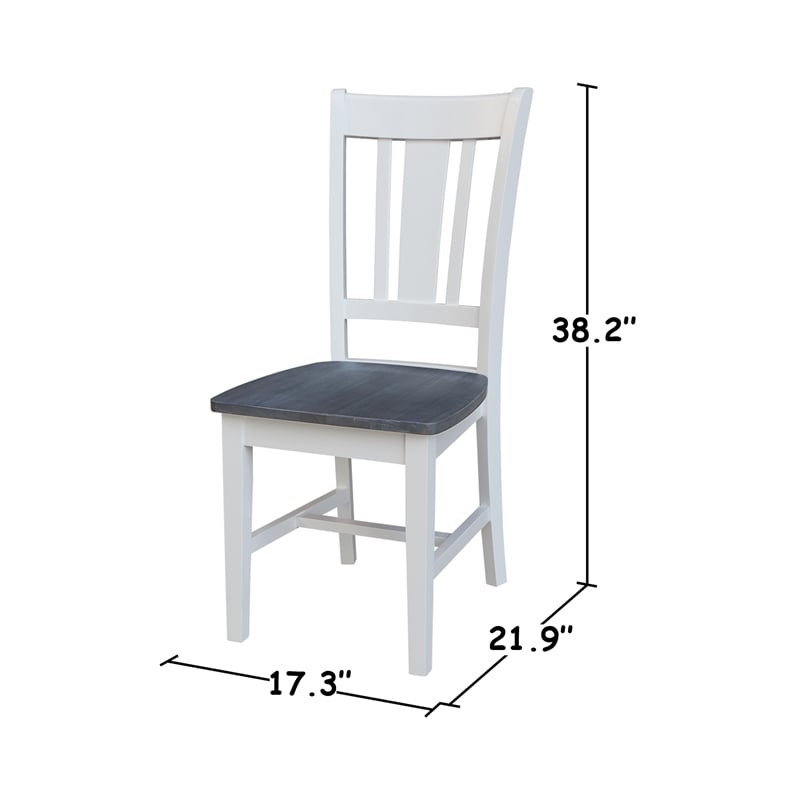 36 in Round Wood Pedestal Dining Table with 4 Chairs in White and Heather Gray