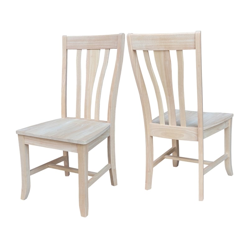 International Concepts Set of 2 Weston Solid Wood Chairs in Unfinished