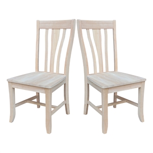 International Concepts Set of 2 Weston Solid Wood Chairs in Unfinished