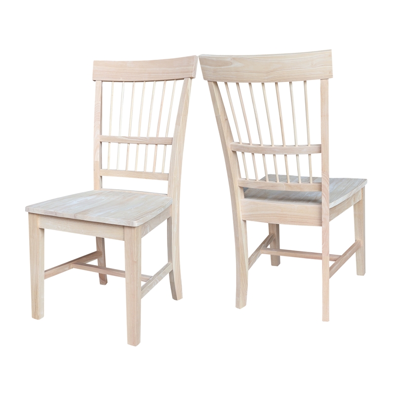 International Concepts Set of Two Solid Wood Clayton Chairs in Unfinished