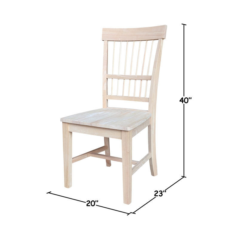International Concepts Set of Two Solid Wood Clayton Chairs in Unfinished