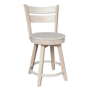 Sara Soild Wood Counter Height Stool with Swivel Seat in Unfinished