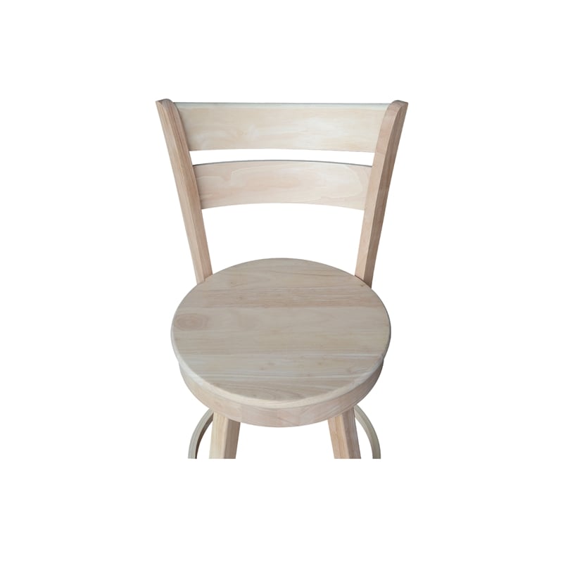 Sara Soild Wood Counter Height Stool with Swivel Seat in Unfinished
