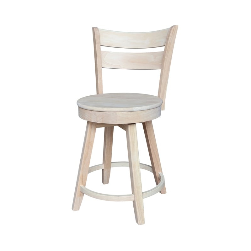 Sara Soild Wood Counter Height Stool with Swivel Seat in Unfinished
