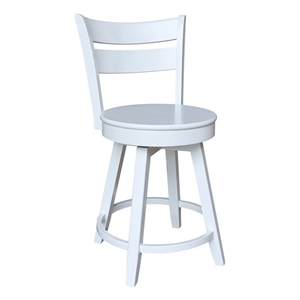 Sara Soild Wood Counter Height Stool with Swivel Seat in White