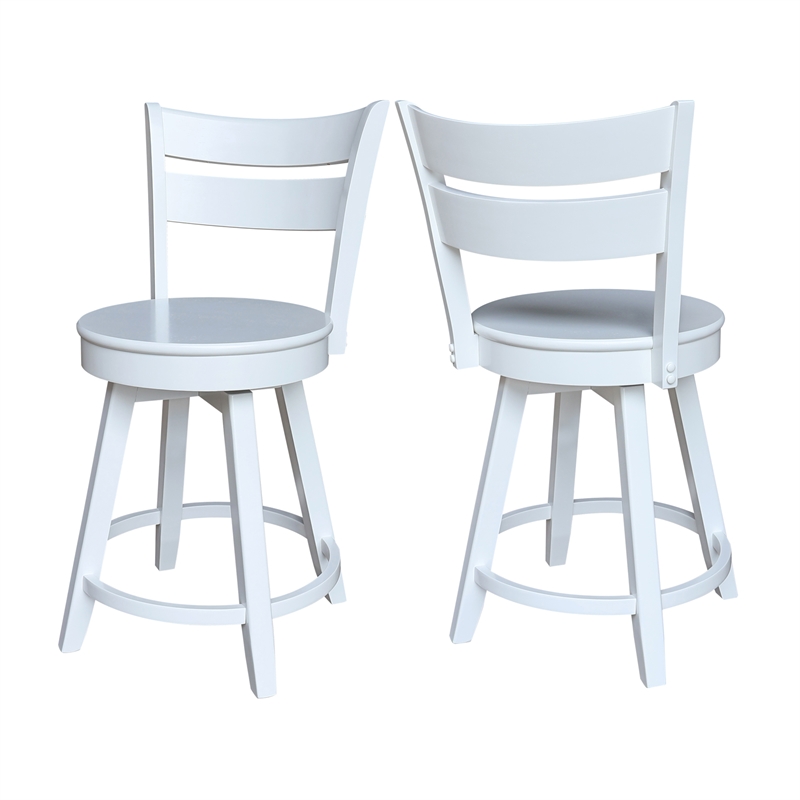Sara Soild Wood Counter Height Stool with Swivel Seat in White