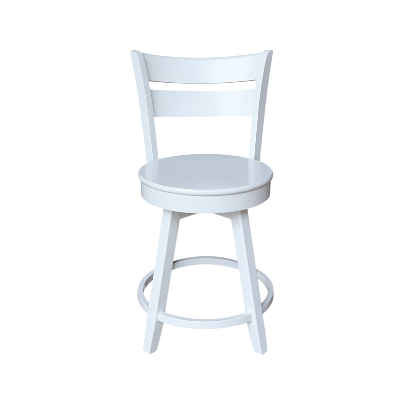 Sara Soild Wood Counter Height Stool with Swivel Seat in White