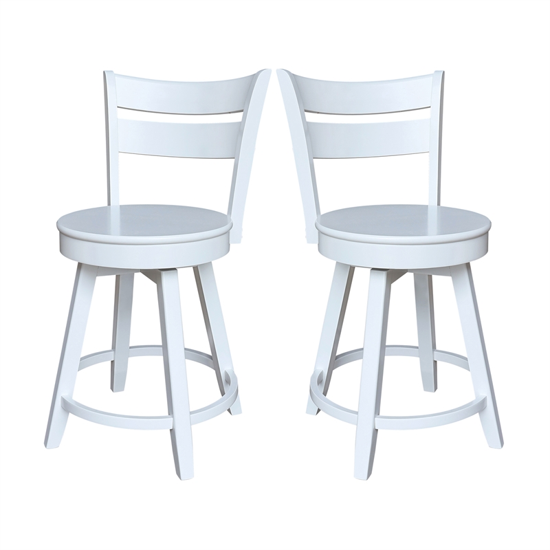 Sara Soild Wood Counter Height Stool with Swivel Seat in White