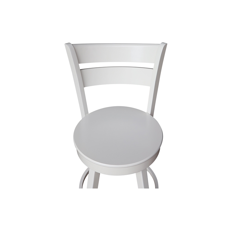 Sara Soild Wood Counter Height Stool with Swivel Seat in White