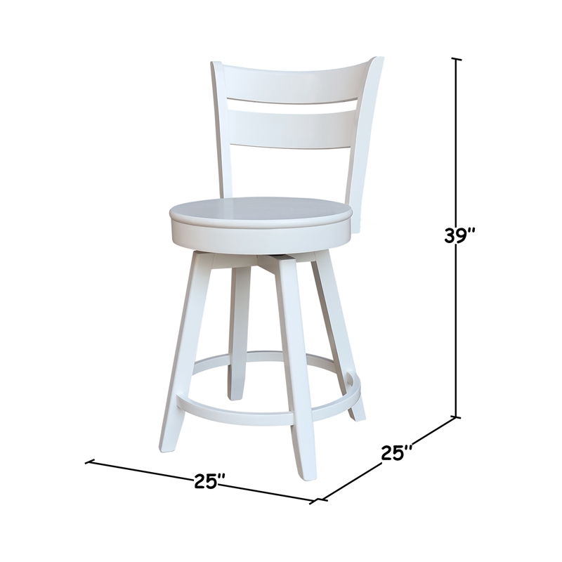 Sara Soild Wood Counter Height Stool with Swivel Seat in White