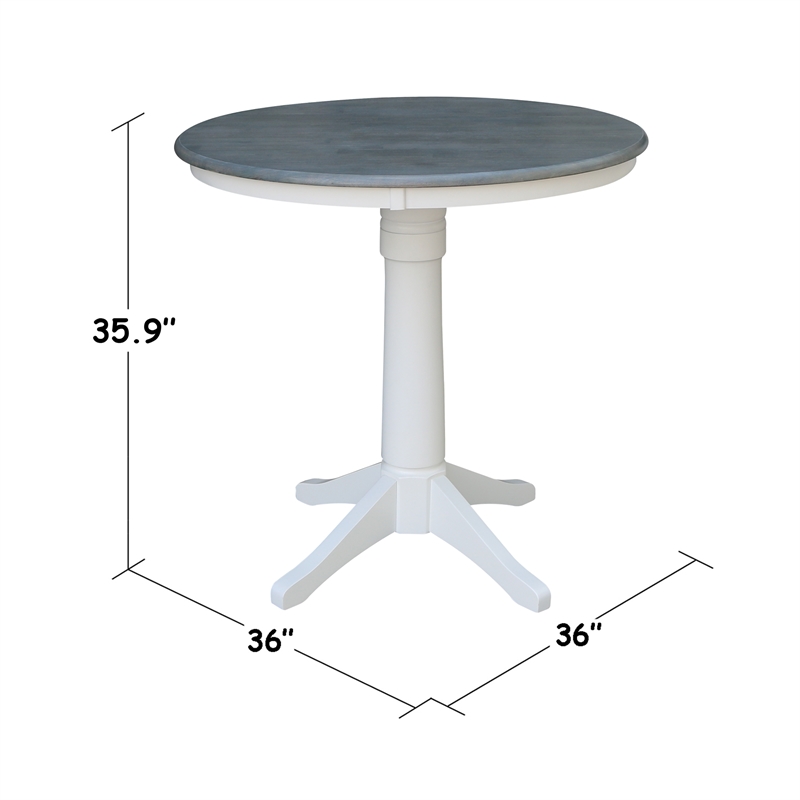 36 in Wood Counter Height Dining Table with 4 Stools in White/Heather Gray