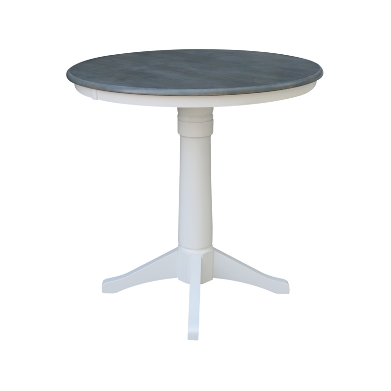 36 in Wood Counter Height Dining Table with 4 Stools in White/Heather Gray