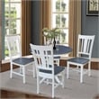 36 in Wood Dining Table with 4 San Remo Chairs in White/Heather Gray