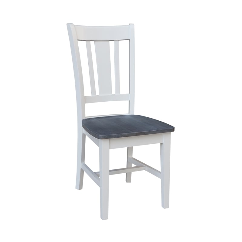 36 in Wood Dining Table with 4 San Remo Chairs in White/Heather Gray