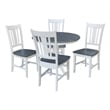 36 in Wood Dining Table with 4 San Remo Chairs in White/Heather Gray