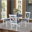 36 in Wood Dining Table with 4 X-back Chairs in White/Heather Gray