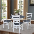 36 in Wood Dining Table with 4 Emily Chairs in White/Heather Gray
