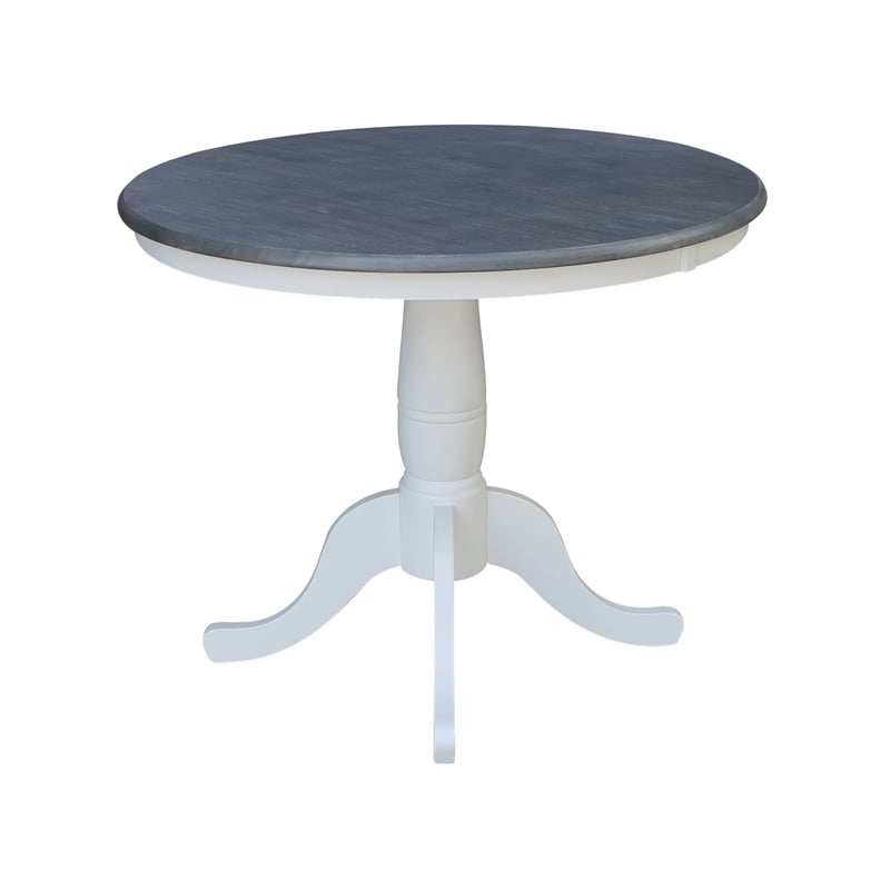 36 in Wood Dining Table with 4 Emily Chairs in White/Heather Gray