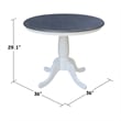 36 in Wood Dining Table with 4 Emily Chairs in White/Heather Gray