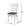 36 in Wood Dining Table with 4 Emily Chairs in White/Heather Gray
